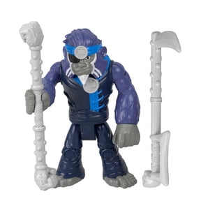 Replacement Part for Fisher-Price Imaginext Gorilla Fortress Playset - HML57 - GYX00 ~ Replacement Posable Monkey Figure with Eye Patch and Two Gray Weapons ~ Works well with other sets too!