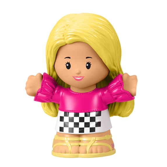 Replacement Part for Fisher-Price Little-People Convertible Car Playset - HCF59 ~ Replacement Blonde Figure in Racing Checkered Outfit ~ Inspired by Barbie
