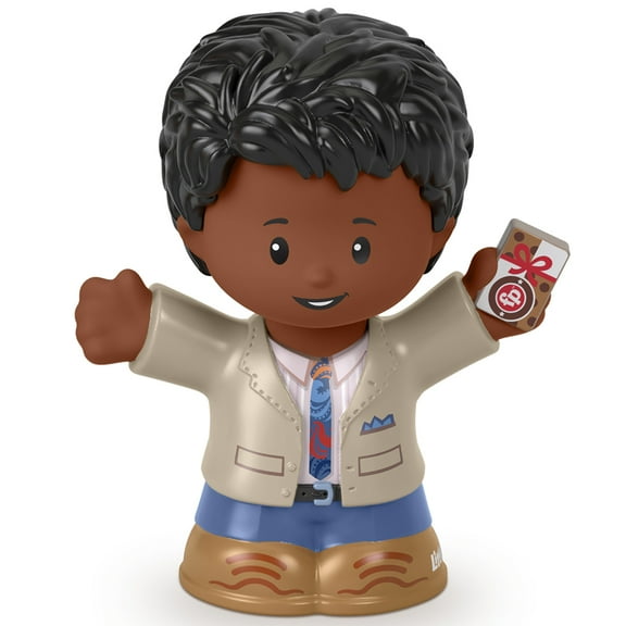 Replacement Part for Fisher-Price Little People Playset - HBW63 ~ Coffee Shop African-American Customer Figure Holding Present~ Works Great with Any Little People Playset