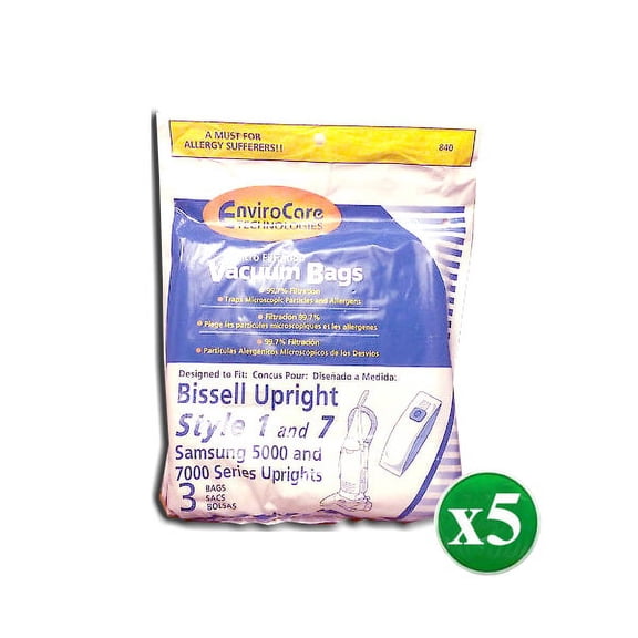 Replacement Part For Bissell Style 1 & 7 Micro Filtration Paper Bags For 840 Upright Vacuum (5Pack)