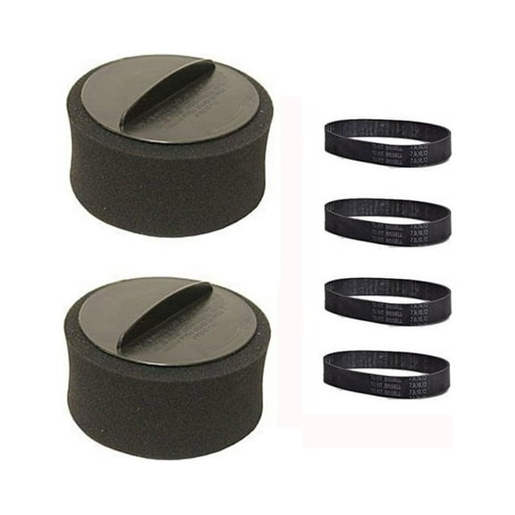 Replacement Part For Bissell PowerForce & Helix Turbo Inner and Outer Filter Set 2037913, 32R9 With Free Style 7, 9, 10, 12, 16 Vacuum Cleaner Belt 3031120, 32074, 18-3111-00 (2Pack) Model 62X5, 58F8