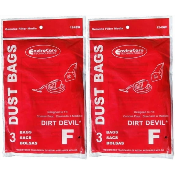 Replacement Part For Dirt Devil Style F Canister Vacuum Bags Works With M02003,