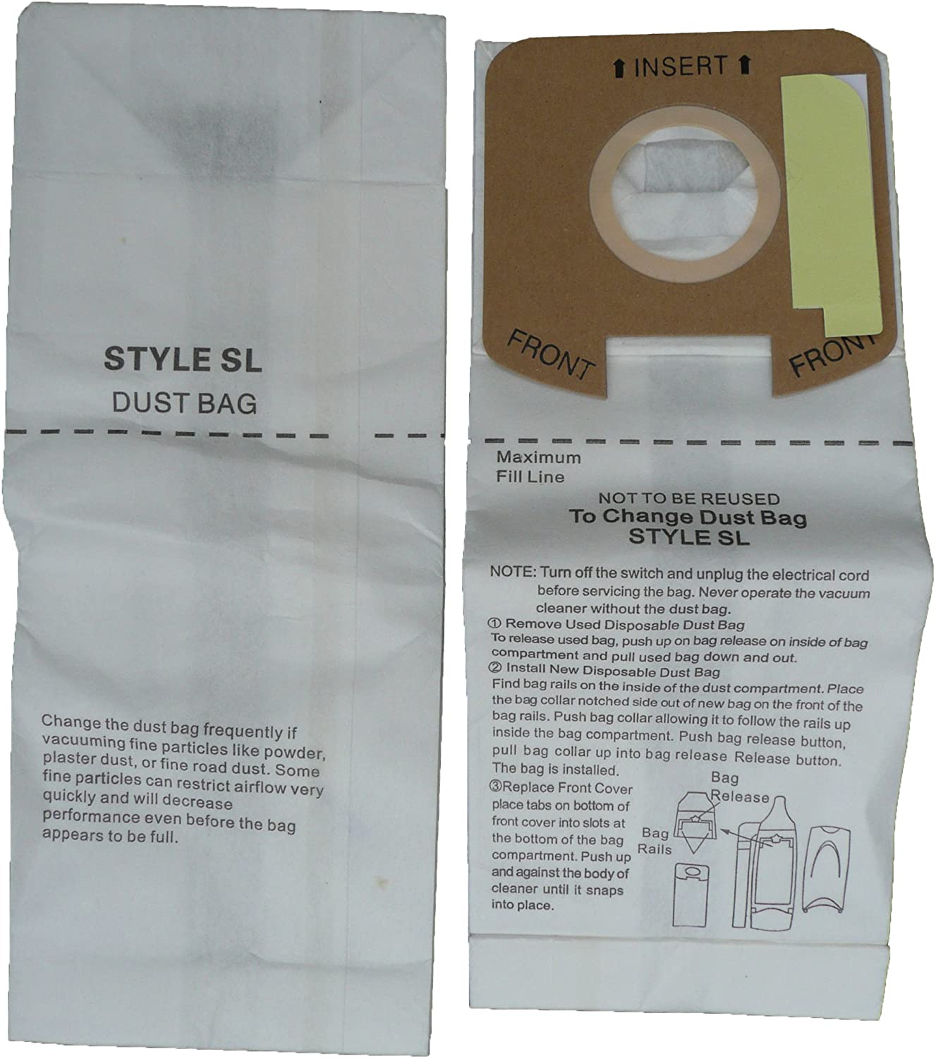 Janitized Replacement Vacuum Bags For Eureka & Sanitaire - Pack Of 3 Commercial Filter Bags