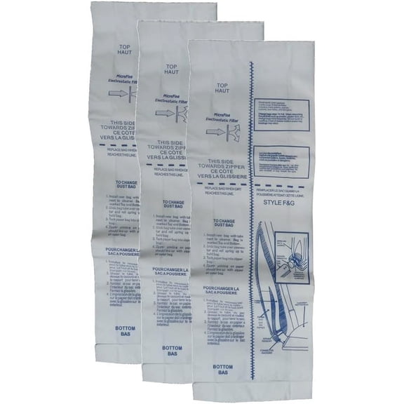 Replacement Part For Eureka Sanitaire Style F and G Upright Vacuum Cleaner Microlined Paper Bags 3PK // 216