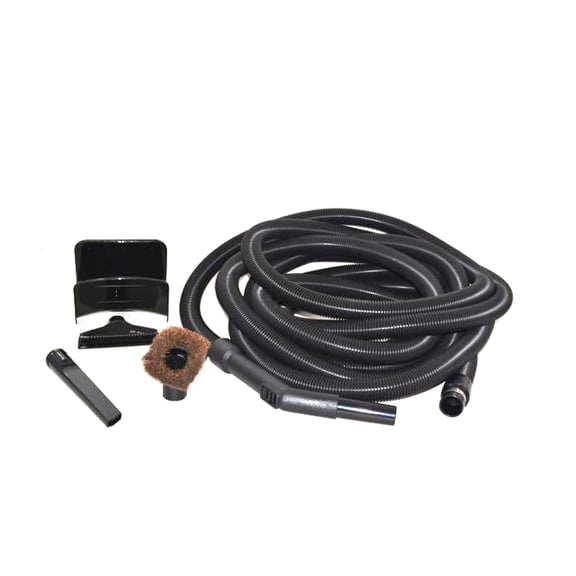 Replacement Part For Fit All Central Vacuum Black 35ft Hose W/ Crevice Tool, Dust Brush, Upholstery Tool & Hose Hanger # 06-4911-95