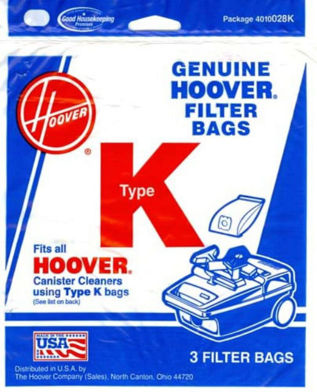 Replacement Part For Hoover 3PK, K SPIRIT CANISTER, PAPER BAGS 4010028K ...