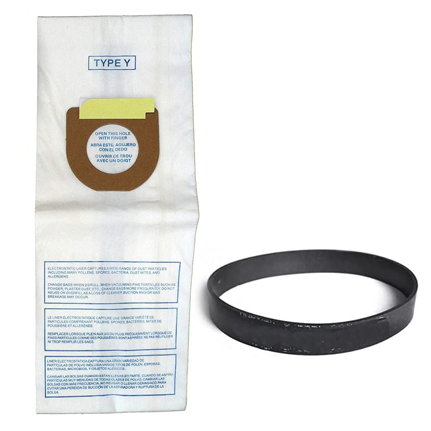 Replacement Part For Hoover - 9 Type Y bags & belts(2) // 856-9 & 38528033