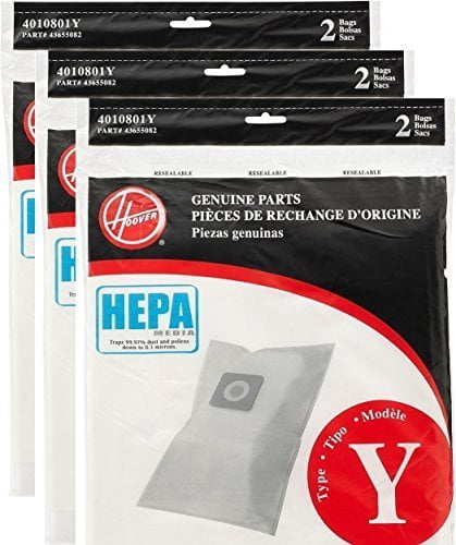 Replacement Part For Hoover AH10040, 4010801Y (T2 Series Windtunnel Pleated Vacuum 6 Hepa Paper Bags (3 Pack))