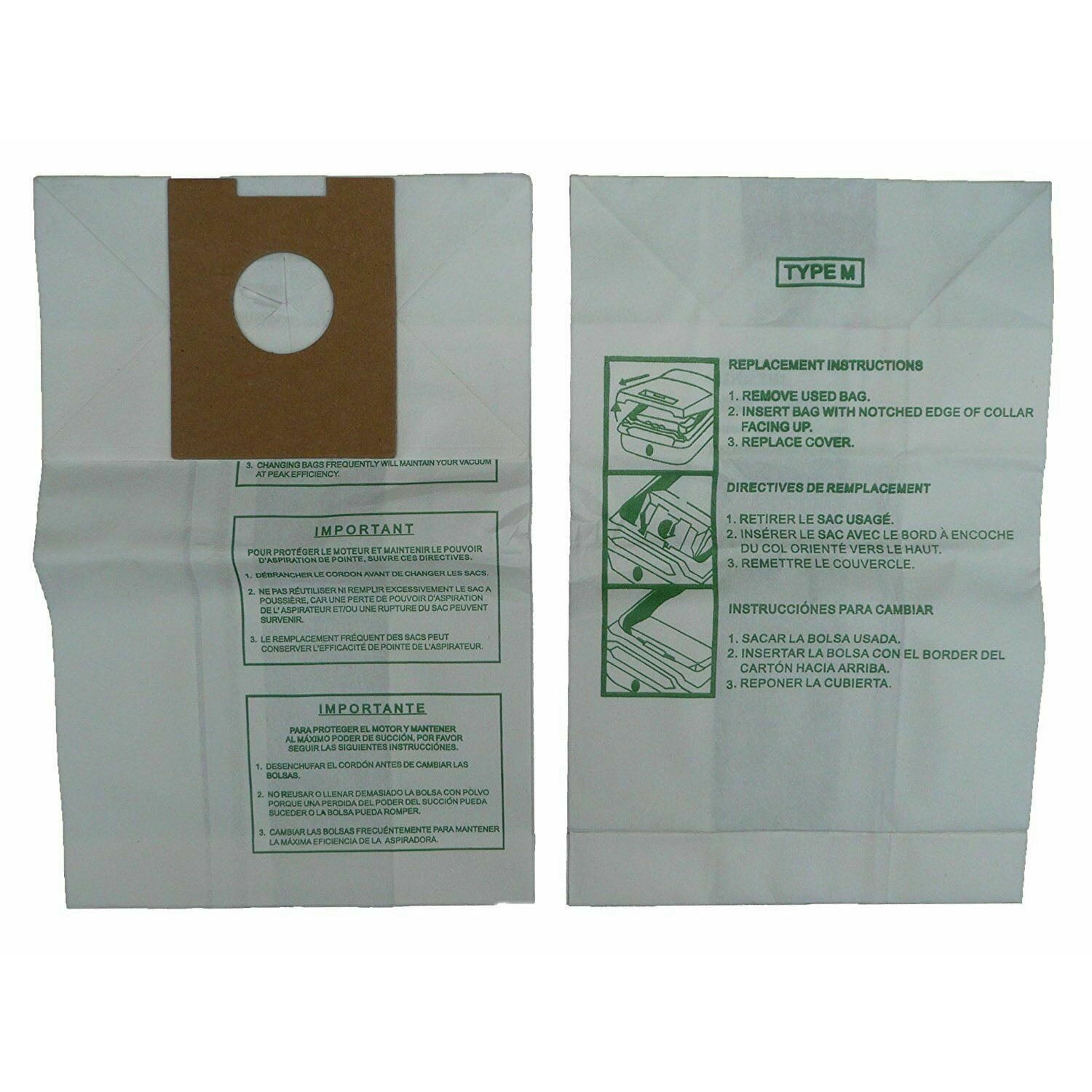Replacement Part For Hoover Dimension Canister Vacuum Type M Filter Paper Bags 12 Pk // 113SW