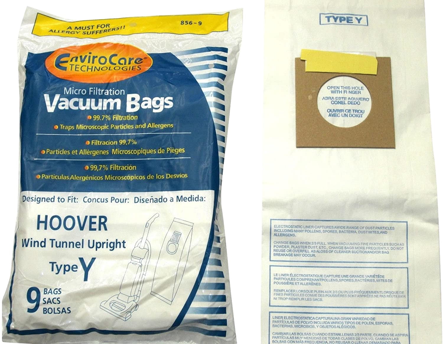 EnviroCare Replacement Vacuum Bags For Hoover WindTunnel W2 Uprights - Micro Filtration, 12 Pack