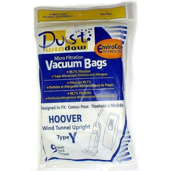Replacement Part For Hoover Generic Type Y Vacuum Bags Designed to Fit WindTunnel Upright- 9 Pack