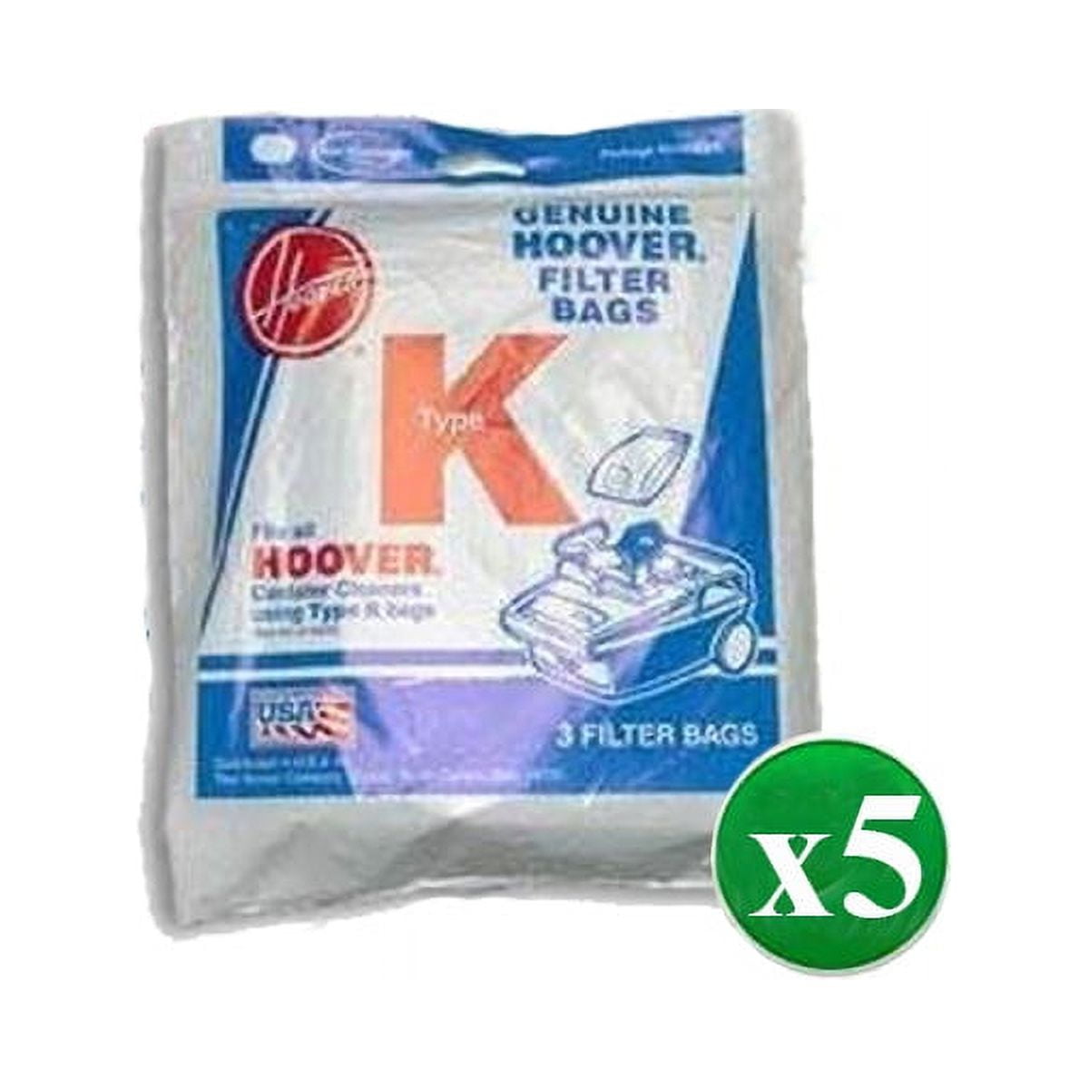 Replacement Part For Hoover Type K Paper Bags 4010028K [5 Pack 15 Bags]