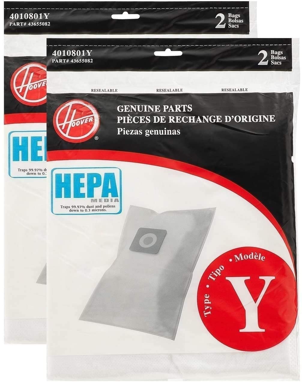 Replacement Part For Hoover WindTunnel Y HEPA Pleated Vacuum Filter Bags 4 pack AH10040 902419001