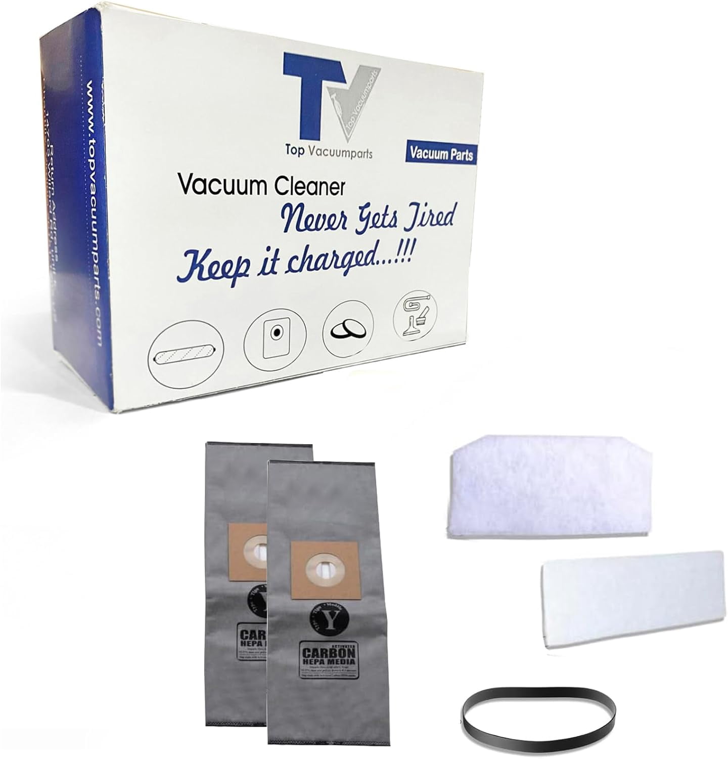 Replacement Part for Hoover UH30310 T- Series WindTunnel Max Bagged Upright Vacuum Kit (2 Filters, 1 Belt and 2 Bags) # Compare To Part AH20065, 562289001, AH10165, 902481001, 902418001