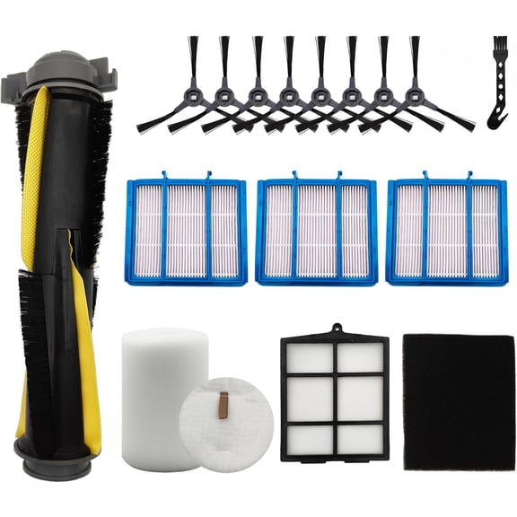 Replacement Part for Shark Navigator Robot Vacuum RV2110/RV2120AE/AV2110S Robot Cleaner.1 Main Brush, 3 Filters, 1 Filter Mesh, 8 Side Brushes, 1 Black Filter Cotton, 1 White Filter Cotton.