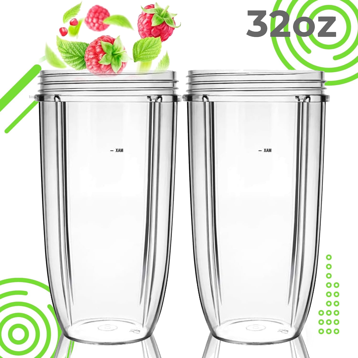 Meet Juice Replacement Parts 32oz Blender Cups (2 Packs) Replacement Blender Cups Compatible with Nutribullet 600W and 900W Blender
