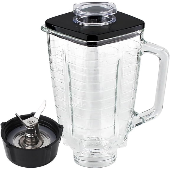 Replacement Parts 5-Cups Square Top Glass Jar Assembly With BladeCompatible with Oster Classic Series Blender and Osterizer blender