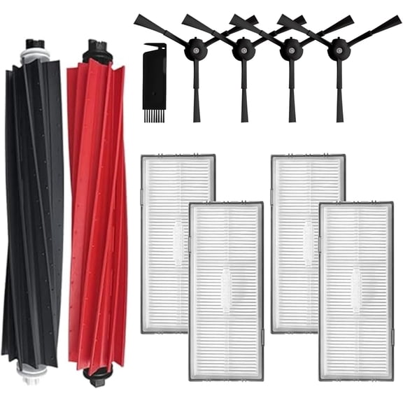Replacement Parts Accessories Compatibale for Roborock S8 Pro Ultra / S8 / S8+ Robotic Vacuum Cleaners Include: 1 Dual Roller Main Brush 4 Side Spin Brushes 4 Hepa Filter Attachments