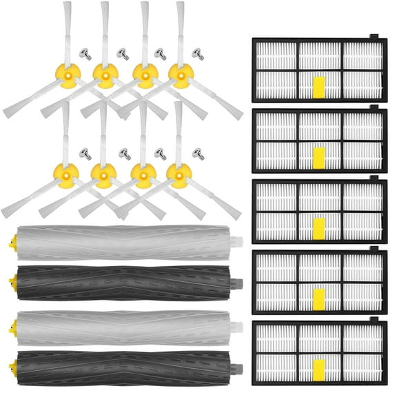 Replacement Parts Accessories for Roomba 800 & 900 Series 980 960 890 880 860 870 Robotic Vacuum, Replenishment Kit with 5 Hepa Filters, 8 Side Brushes, 2 Set Tangle-Free Debris Extractor