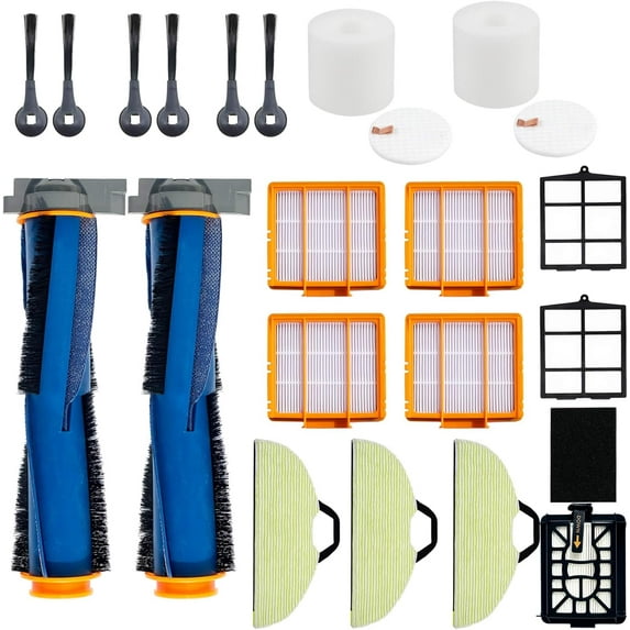 Replacement Parts Accessories for Shark AV2610WA RV2610WA RV2410WD Matrix Plus 2- in-1,2 Main Brush,4 Filters,3 Mop Pads,6 Side Brushes,2 Pre Filter,&1 Pre-Motor 2 Foam Filter