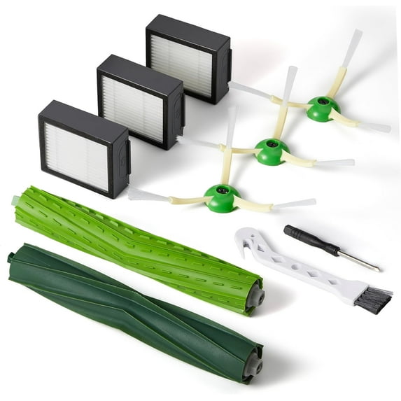 Replacement Parts & Accessories for iRobot E, I & J Series, Combo i5, j5 Series Robot Vacuum, Dual Multi-Surface Rubber Brushes & 3 HEPA Filter & 3 Edge-Sweeping Brushes