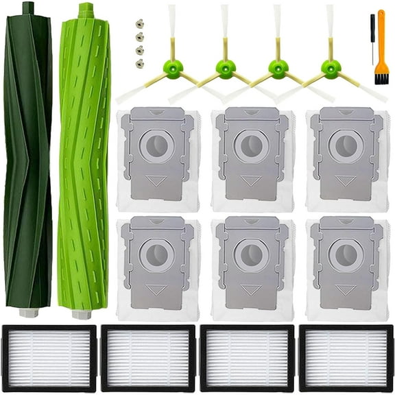 Replacement Parts Accessories for iRobot Roomba i3 i3+ i7 i7+ i4+ i5 i5+ j5 j5+ i6 i6+ i8 i8+ i2 J7 E5 E6 E7 I&J&E Series Vacuum Cleaner,1 Roller Brushes,4 Filters,4 Side Brushes,6 Dust Bags