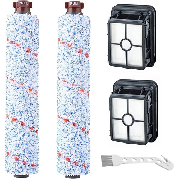 Replacement Parts for Bissell CrossWave Vacuum Cleaner, 2 Pack 1868 CrossWave Multi-Surface Brush Rolls + 2 Pack 1866 Vacuum Filters, Vacuum Attachments Compare to Part 1608683, 160-8683, 1608684