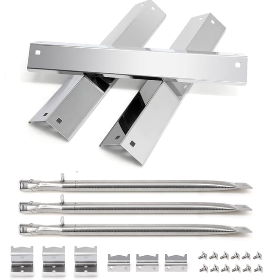 Grill Parts Kit for Char Griller 5050 5650 3001 5072 3072 3008 5252 3030 300 Replacement Parts, Flame Shields, Burner Pipes, Burner Tube/Flare Up Shield Support Kit