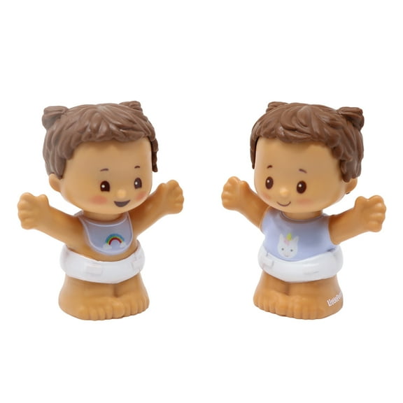 Replacement Parts for Collectible Fisher-Price Little People Baby Dollhouse Family Playset GVH64 - Set of 2 Replacement Babies - Wearing Unicorn and Rainbow Bibs