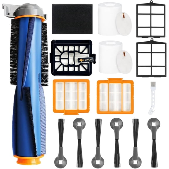 Replacement Parts Compatible with Shark AI AV2501S AV2511AE AV2501AE RV2502AE RV2610WA AV2510AOUS RV2520AOUS Robot Vacuum Cleaner, 2Main Brush, 4 motor pre-filters, 4Foam Filters, 8Side Brushes