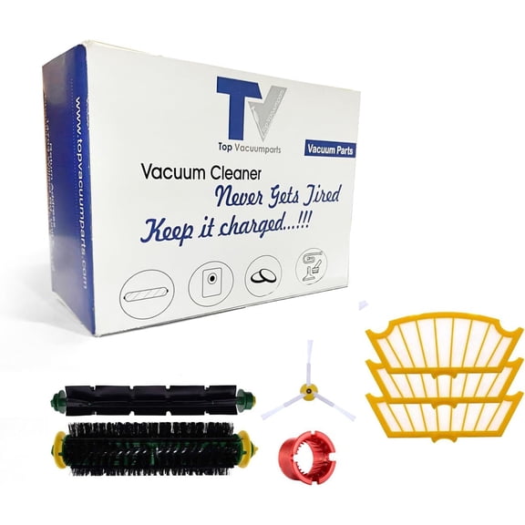 Replacement Parts Compatible for iRobot 500 Series 555 560 561 562 570 581 and Other Models with Green or Red Cleaning Head - 2 Roller Brushes, 3 Filters, 1 Side Brushes + 1 Cleaning Tools