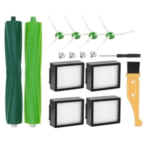 Replacement Parts Compatible with iRobot Roomba i7 i7+ i2 i3 i3+ i4 i4+ i6 i6+ i8 i8+/Plus j7 j7+ E5 E6 E7, 2 Rubber Brushes, 4 HEPA Filters, 4 Side Brushes, 1 Screwdriver, 1 Cleaning Brush