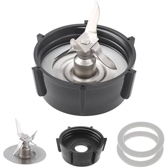 For Replacement Parts Ice Blade with ABS Jar Base Cap & 2 Rubber O-Ring Seal Gaskets, Compatible with izer Series Blender Accessories, Stainless Steel Blades for Smooth Blending Compatible with Part