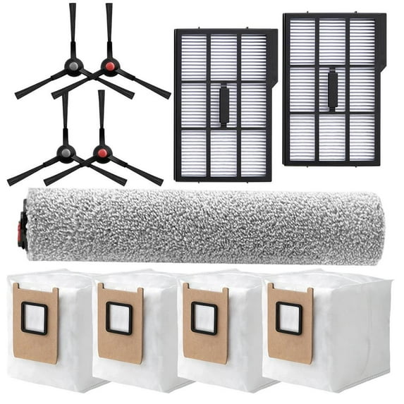 Replacement Parts Kit for Eufy for Omni E25,E28,11-Pack Brush,Filter,Bag Combo Set for Multi-Surface Cleaning,Black