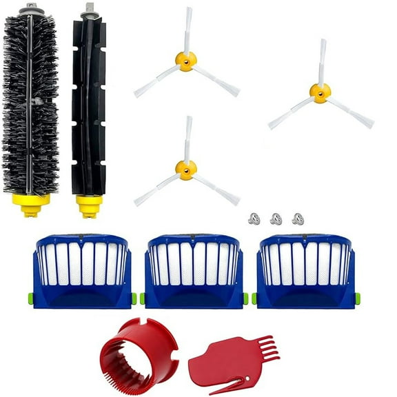 Replacement Parts Kit for irobot Roomba 600 Series 694 676 675 692 695 677 671 655 645 690 680 660 650 620 614 & 500 Series 595 585 564 robot, 1 Bristle & 1 Beater Brush, 3 Filter, 3 Side Brush