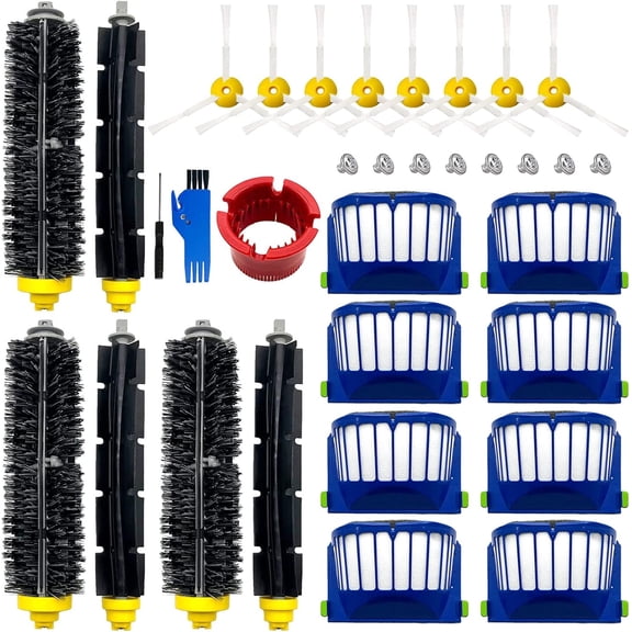 Replacement Parts Kit for irobot Roomba 600 Series 694 676 675 692 695 677 671 655 645 690 680 660 650 620 614 & 500 Series 595 585 564 robot, 2 Bristle & 2 Beater Brush, 6 Filter, 6 Side Brush