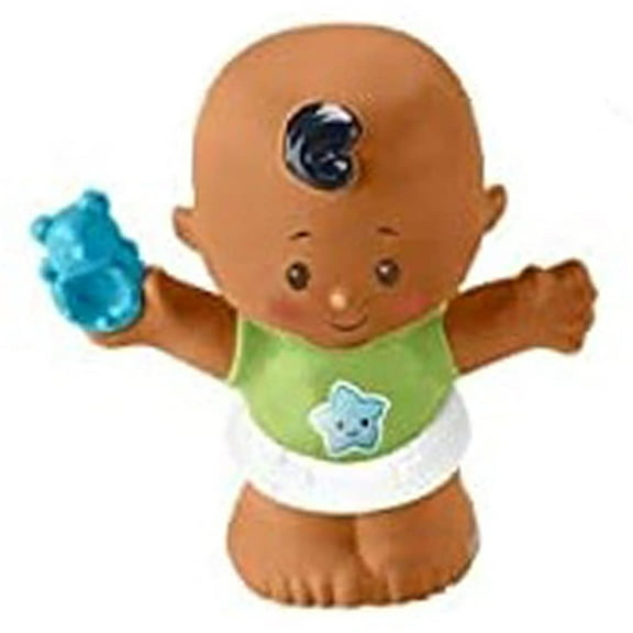 Replacement Parts for Little-People 1-2-3 Babies Playdate African-American Playset - GVH47 ~ Replacement Baby ~ Brown Hair ~ Green Star Shirt ~ Blue Rattle