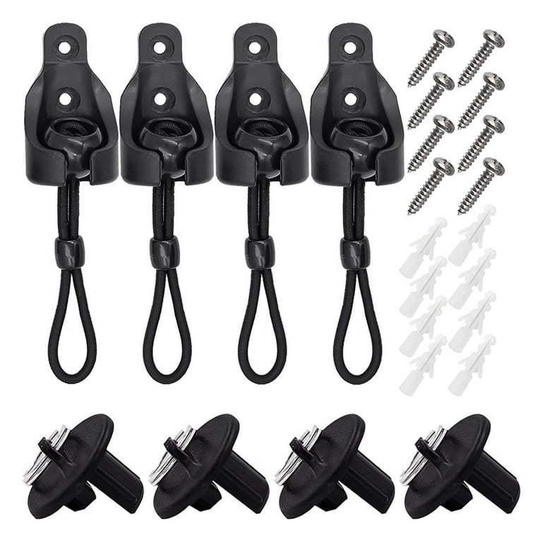 Replacement Bungee & Bungee Receiver For Exterior Roller Shades – Weather Resistant Shade Tie Downs, 2-Set, Black, Compatible With Coolaroo