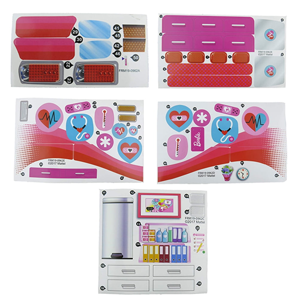 Replacement Parts for Inspired by Barbie Care Clinic 2 in 1 Fun Playset FRM19 Replacement Stickers Labels Sheet A B C D and E Walmart