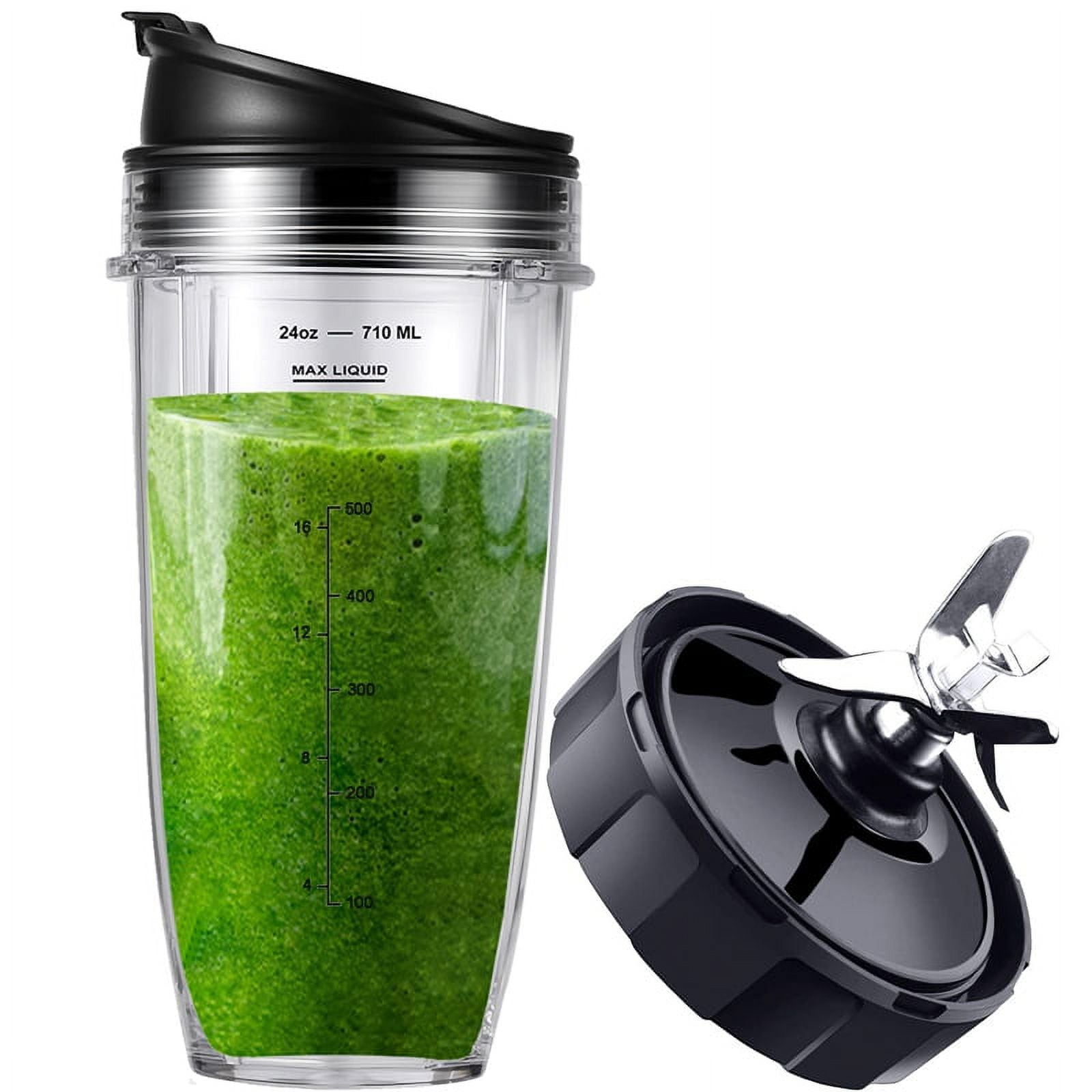 Replacement 24oz Nutri Ninja Blender Cup with Sip & Seal Lid For BL450  BL454 BL456 BL480 BL482 BL640 BL642 BL682 BN751 BN801 Foodi SS101 SS351  SS401 Ninja Blender Auto IQ Blade, 2-Pack 