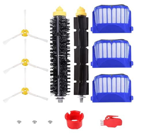 Replacement Parts for iRobot Roomba 600 Series 694 692 690 680 660 665 651 650 614 & 500 Series 595 585 564,Includ Side Brush,Bristle Brush and Flexible Beater Brush,Filter and Screw,Cleaning Tool
