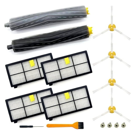 Replacement Parts for iRobot Roomba 800 900 Series 805 850 860 861 866 870 871 880 890 960 980 981 985 Vacuum Cleaner,4 Filter,4 Side Brush & Screws and 1 Set Main Roller Brush