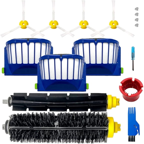 Replacement Parts for irobot Roomba 694 692 676 675 677 671 610 690 680 660 650 620 645 655 635 614 595 585 564 589 536 Robot Vacuum,1 Bristle & 1 Beater Brush,3 Filter,4 Side Brush