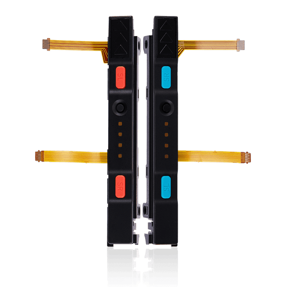 Replacement Plastic Rail (Right+Left) With Flex Cable Compatible With Nintendo Switch (Red / Blue)