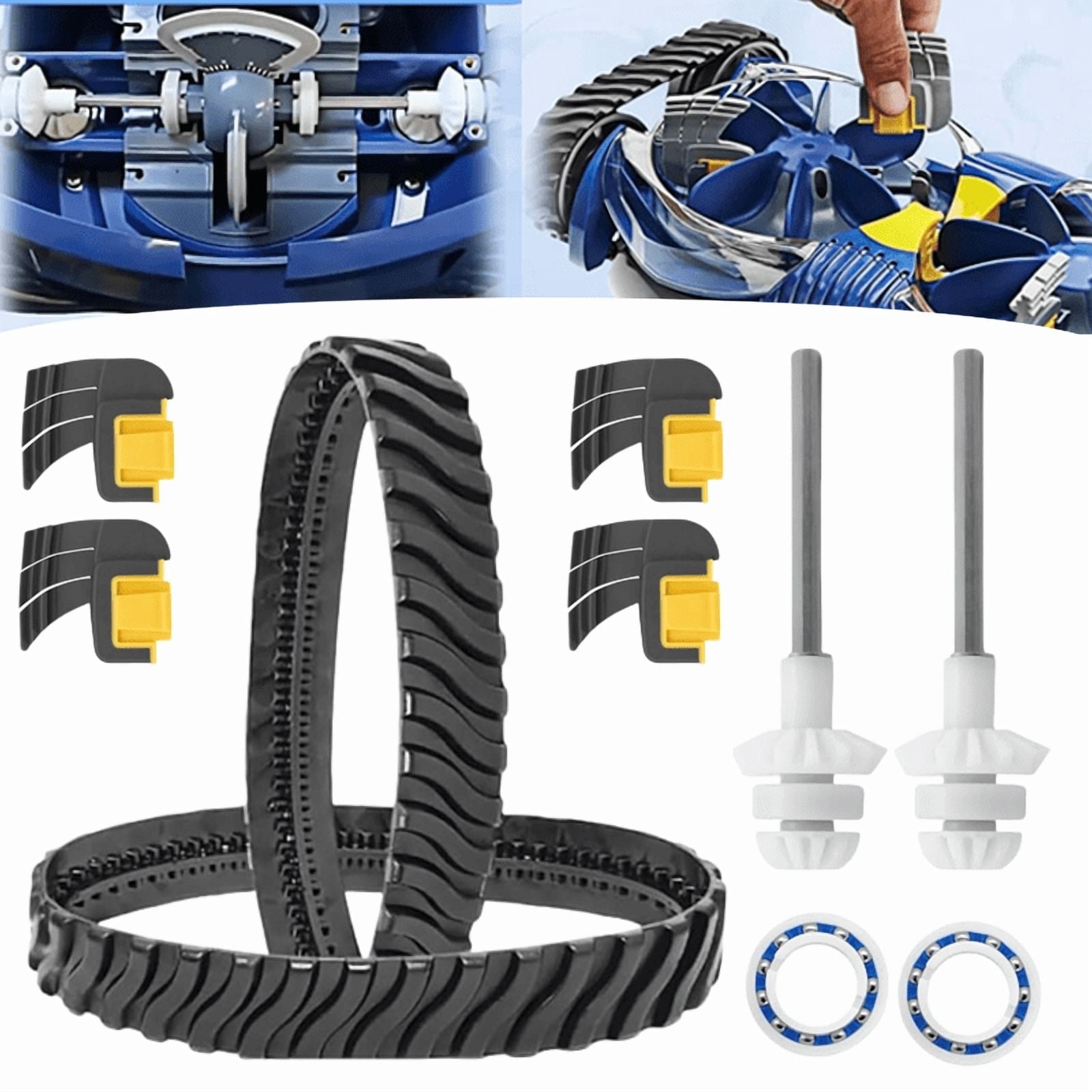 Replacement Pool Cleaner Parts Kit for MX6 MX8 Elite, Rebuild Repair Bundle with R0525100 Drive Shaft, R0527000 Bearings, R0526100 Traction Tracks & Cyclonic Brushes R0714400
