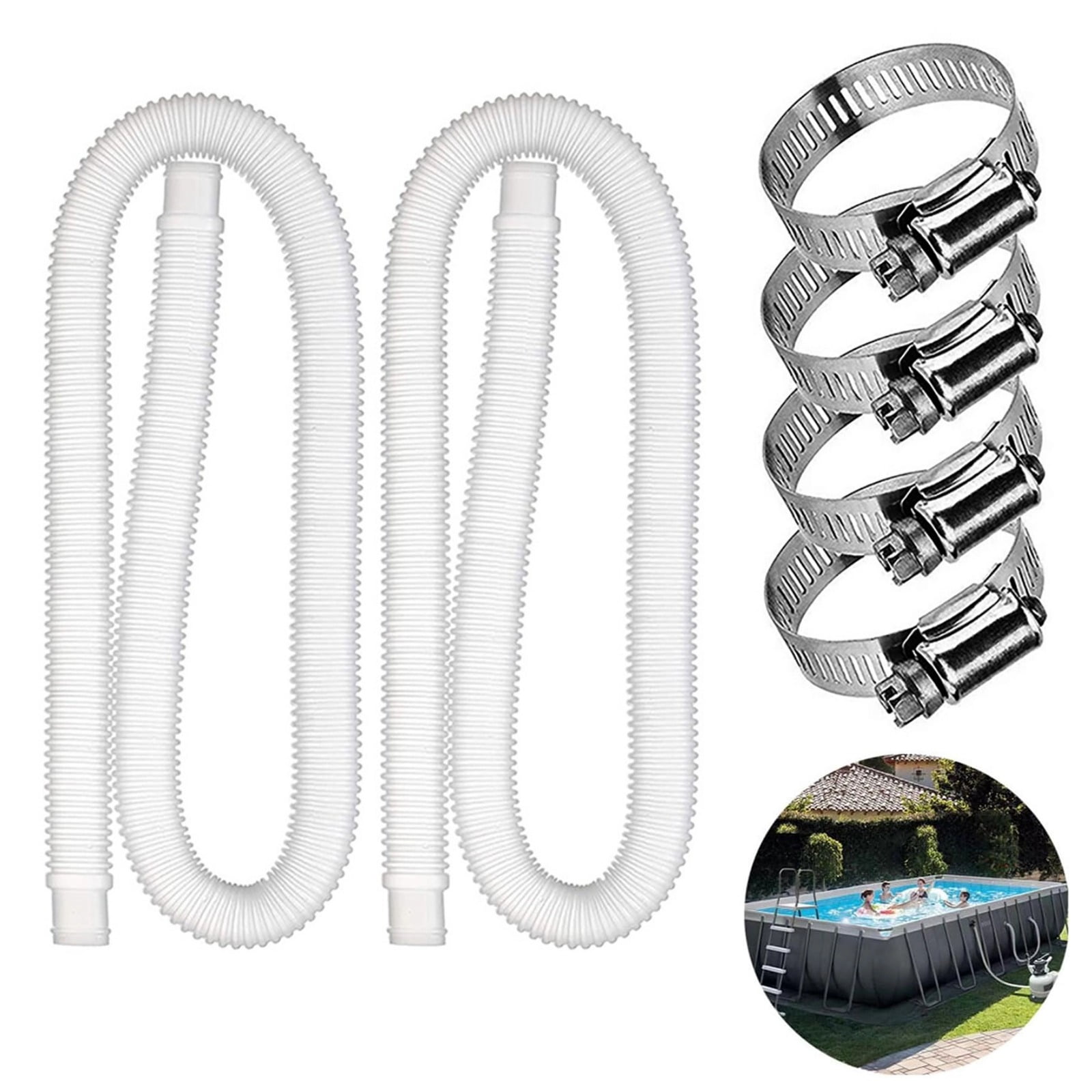 Replacement Pool Hoses for Above Ground Pools 1 1/4, 59" Long Filter Pump Hose, 2 Packs Pool