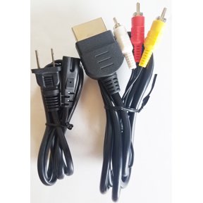 Replacement Power Cable Cord With A/V Audio Video Cable Adapter for Microsoft Xbox Bundle Combo Pack