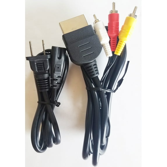 Replacement Power Cable Cord With A/V Audio Video Cable Adapter for Microsoft Xbox Bundle Combo Pack