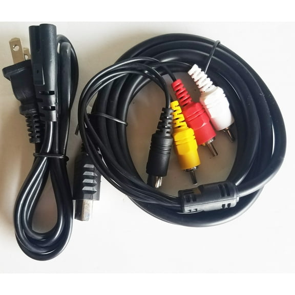 Replacement Power Cable Cord with A/V Audio Video & S-Video Cable Adapter for Sega DreamCast Bundle Combo Pack