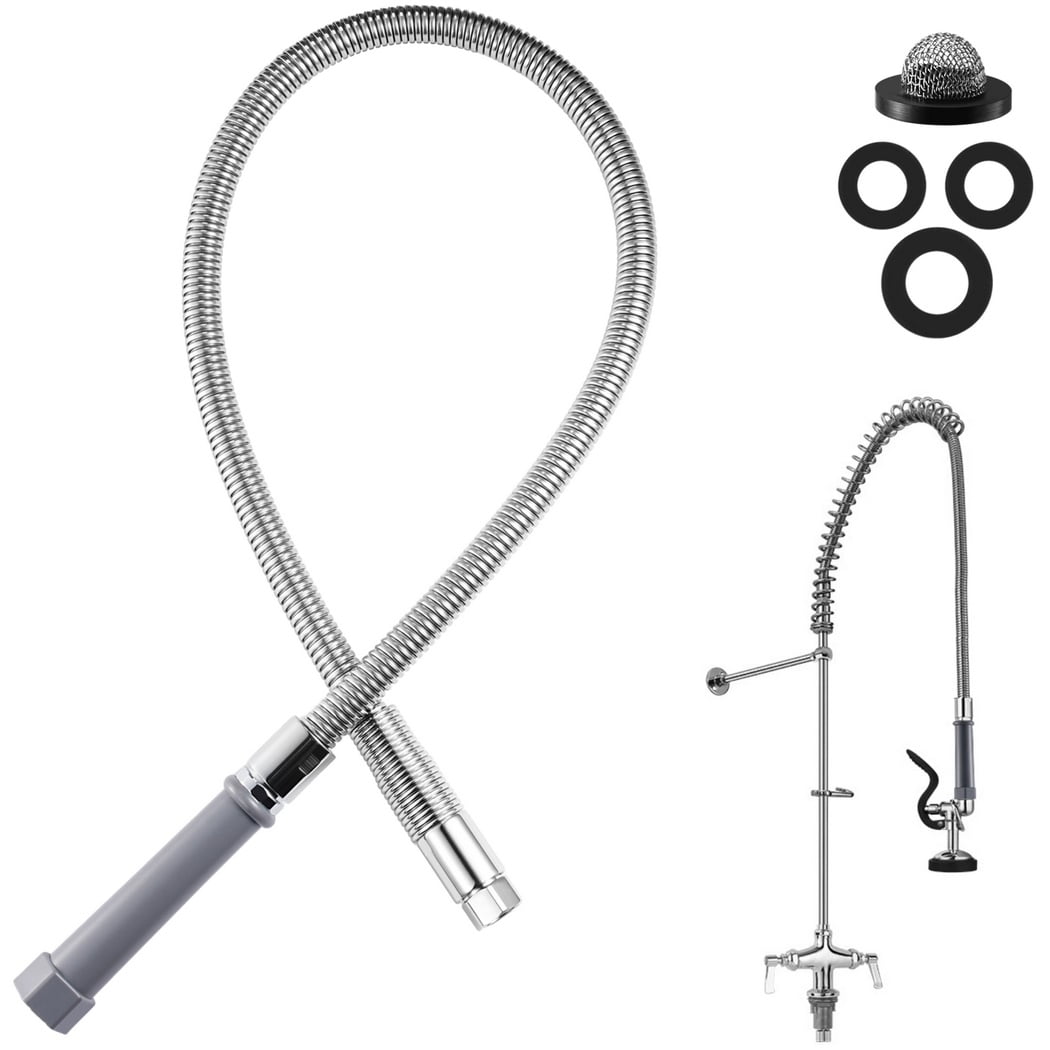 Replacement Pre-Rinse Hose for T&S Brass, 44 Inches Commercial Sink Sprayer Hose, Flexible Stainless Steel Pre-Rinse Hose with Heat Resistant Plastic Handle for Restaurant Kitchens